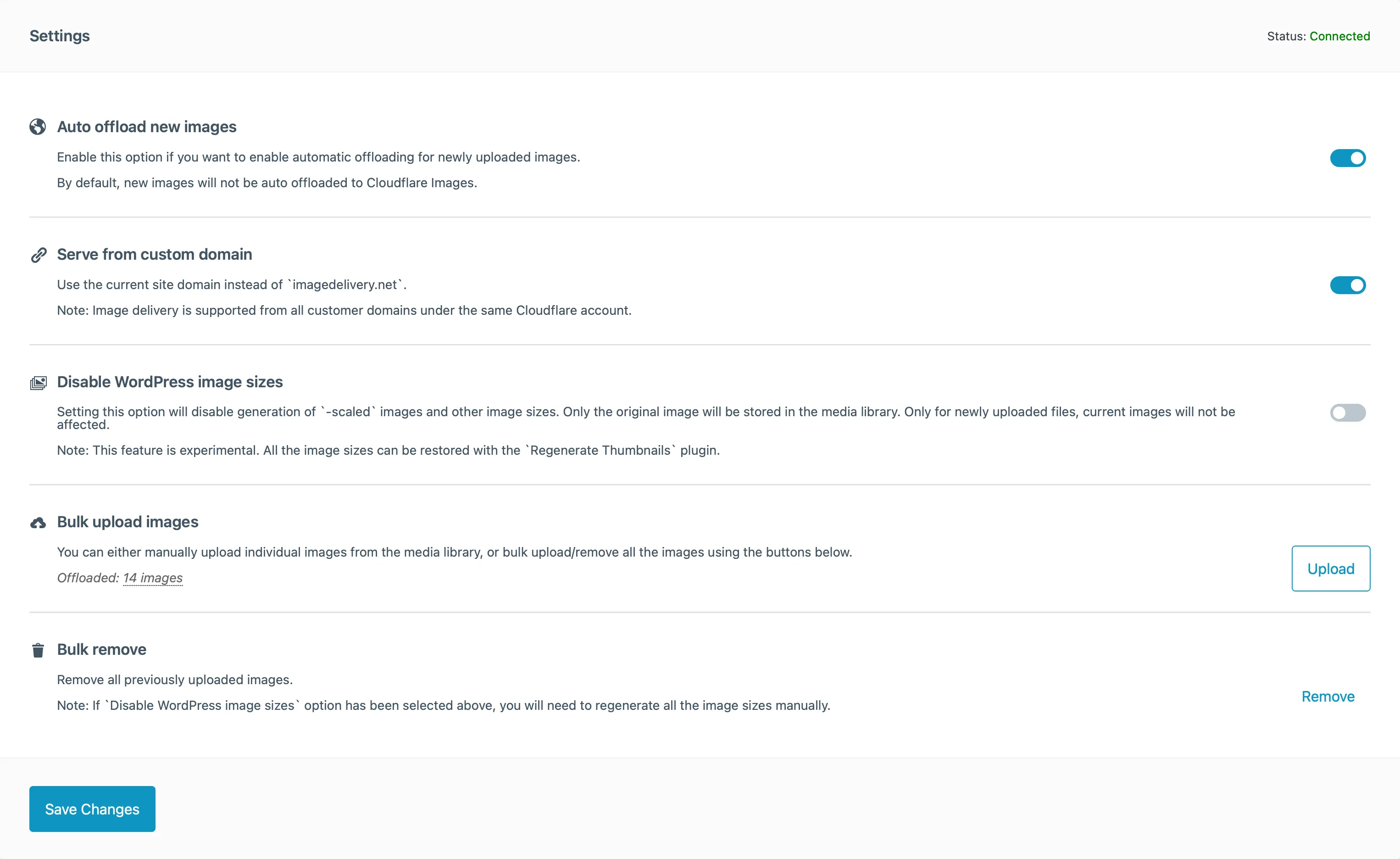 Cloudflare Images plugin settings